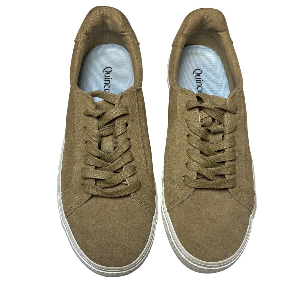 Quince Tan Suede Leather Platform Sneakers Low Top Lace Up Women US 8